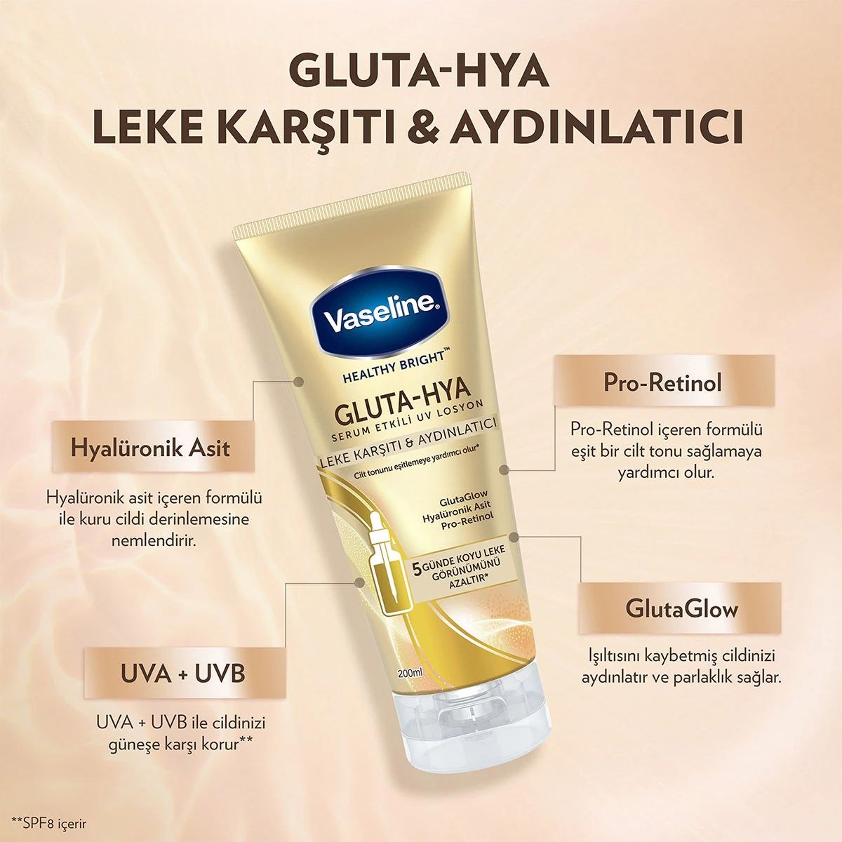 لوسیون بدن گلوتا-هیا مدل ضدلک و روشن کننده Vaseline